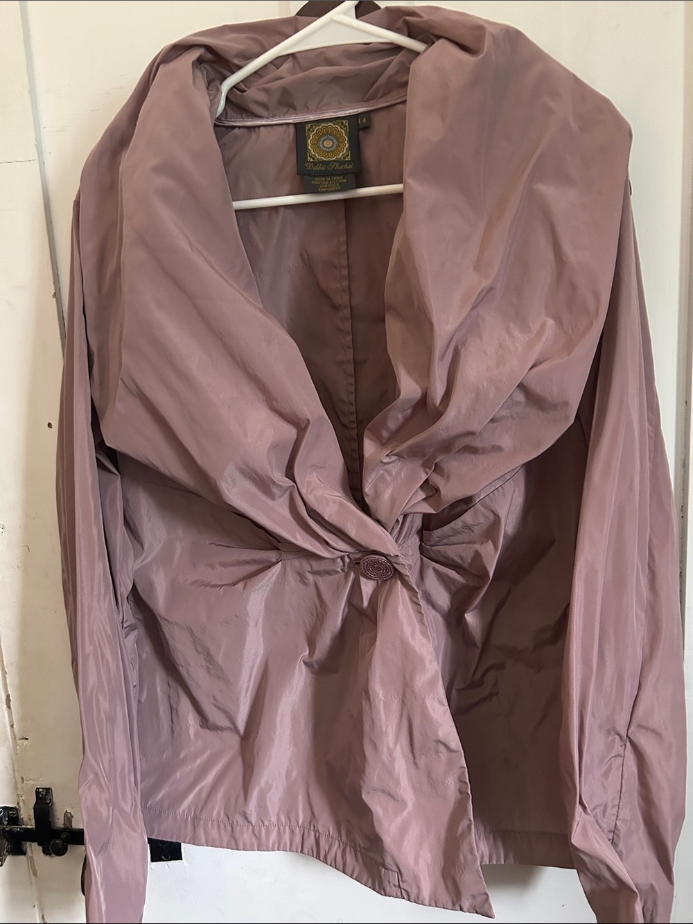 Light Taupe Draped Collar Trench Jacket